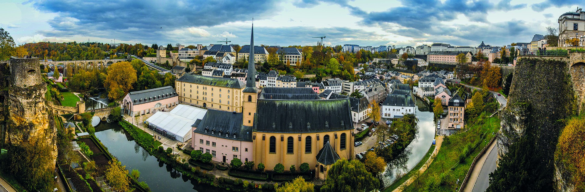 Neimënster abbey in the Grund district of Luxembourg City
