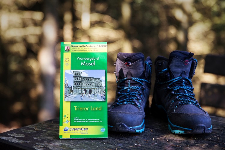 Hiking maps and hiking boots